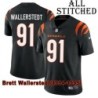 Black Home Embroidered Brett Wallerstedt Cincinnati Bengals #91 Stitched Jersey