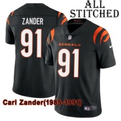Black Home Embroidered Carl Zander Cincinnati Bengals #91 Stitched Jersey