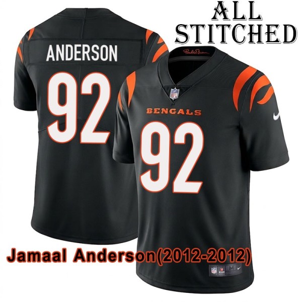 Black Home Embroidered Jamaal Anderson Cincinnati Bengals #92 Stitched Jersey