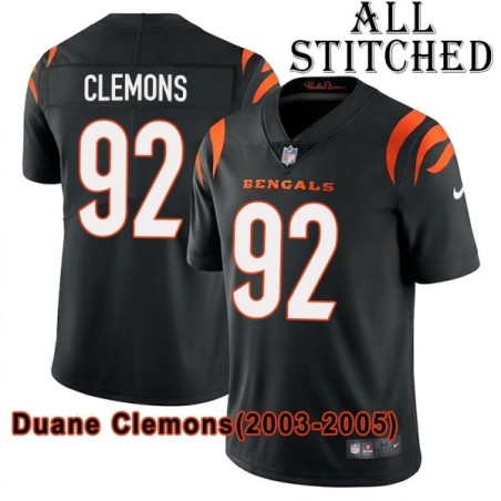Black Home Embroidered Duane Clemons Cincinnati Bengals #92 Stitched Jersey