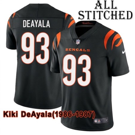 Black Home Embroidered Kiki DeAyala Cincinnati Bengals #93 Stitched Jersey