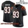 Black Home Embroidered Jeff Gunter Cincinnati Bengals #93 Stitched Jersey