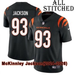 Black Home Embroidered McKinnley Jackson Cincinnati Bengals #93 Stitched Jersey