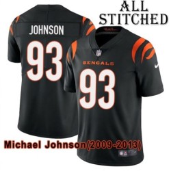 Black Home Embroidered Michael Johnson Cincinnati Bengals #93 Stitched Jersey