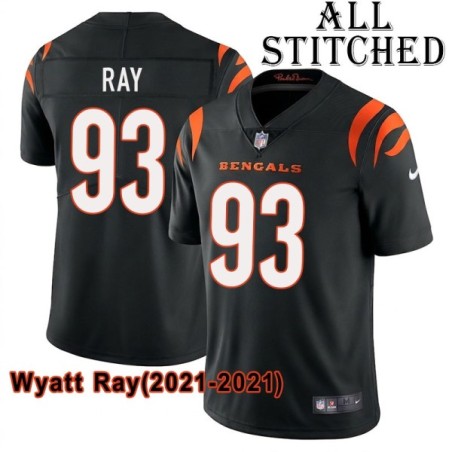 Black Home Embroidered Wyatt Ray Cincinnati Bengals #93 Stitched Jersey