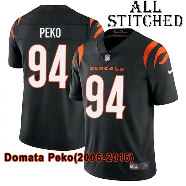 Black Home Embroidered Domata Peko Cincinnati Bengals #94 Stitched Jersey