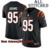 Black Home Embroidered Sam Adams Cincinnati Bengals #95 Stitched Jersey