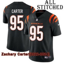 Black Home Embroidered Zachary Carter Cincinnati Bengals #95 Stitched Jersey