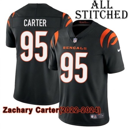 Black Home Embroidered Zachary Carter Cincinnati Bengals #95 Stitched Jersey