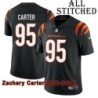 Black Home Embroidered Zachary Carter Cincinnati Bengals #95 Stitched Jersey