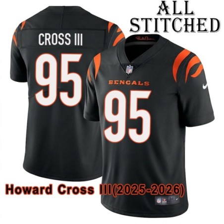 Black Home Embroidered Howard Cross III Cincinnati Bengals #95 Stitched Jersey