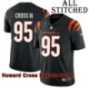 Black Home Embroidered Howard Cross III Cincinnati Bengals #95 Stitched Jersey