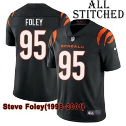 Black Home Embroidered Steve Foley Cincinnati Bengals #95 Stitched Jersey