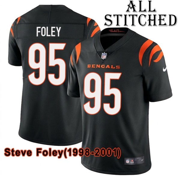 Black Home Embroidered Steve Foley Cincinnati Bengals #95 Stitched Jersey