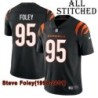 Black Home Embroidered Steve Foley Cincinnati Bengals #95 Stitched Jersey