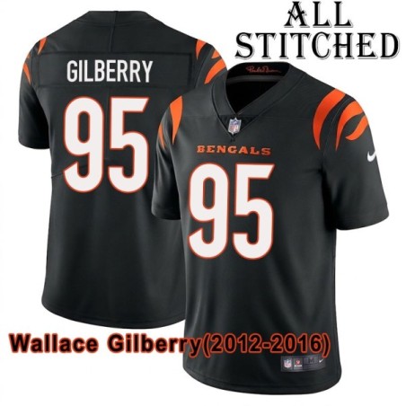 Black Home Embroidered Wallace Gilberry Cincinnati Bengals #95 Stitched Jersey
