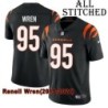 Black Home Embroidered Renell Wren Cincinnati Bengals #95 Stitched Jersey
