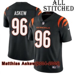 Black Home Embroidered Matthias Askew Cincinnati Bengals #96 Stitched Jersey