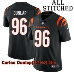 Black Home Embroidered Carlos Dunlap Cincinnati Bengals #96 Stitched Jersey