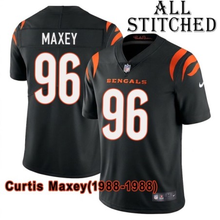 Black Home Embroidered Curtis Maxey Cincinnati Bengals #96 Stitched Jersey