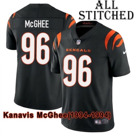 Black Home Embroidered Kanavis McGhee Cincinnati Bengals #96 Stitched Jersey