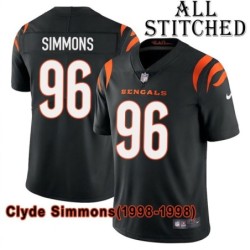 Black Home Embroidered Clyde Simmons Cincinnati Bengals #96 Stitched Jersey