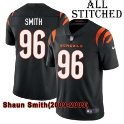 Black Home Embroidered Shaun Smith Cincinnati Bengals #96 Stitched Jersey