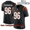 Black Home Embroidered Natu Tuatagaloa Cincinnati Bengals #96 Stitched Jersey