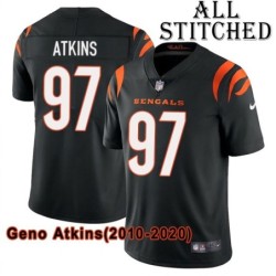 Black Home Embroidered Geno Atkins Cincinnati Bengals #97 Stitched Jersey