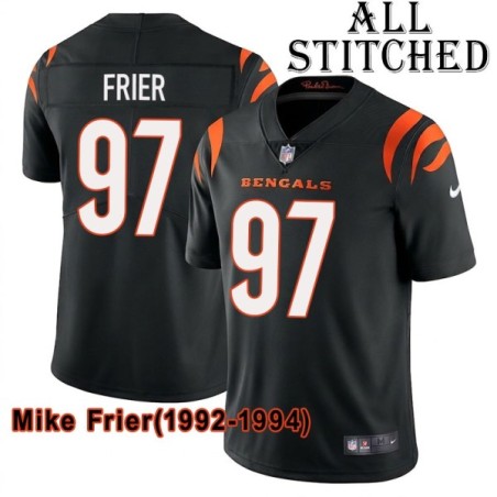 Black Home Embroidered Mike Frier Cincinnati Bengals #97 Stitched Jersey
