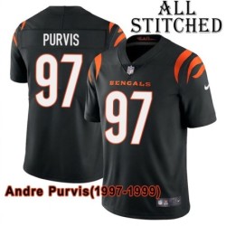 Black Home Embroidered Andre Purvis Cincinnati Bengals #97 Stitched Jersey