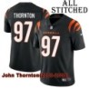 Black Home Embroidered John Thornton Cincinnati Bengals #97 Stitched Jersey