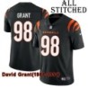 Black Home Embroidered David Grant Cincinnati Bengals #98 Stitched Jersey