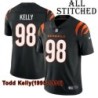 Black Home Embroidered Todd Kelly Cincinnati Bengals #98 Stitched Jersey