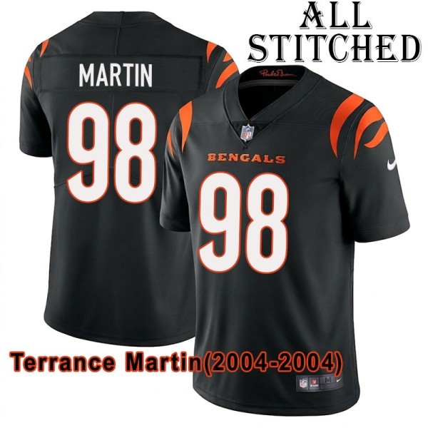 Black Home Embroidered Terrance Martin Cincinnati Bengals #98 Stitched Jersey