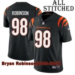 Black Home Embroidered Bryan Robinson Cincinnati Bengals #98 Stitched Jersey