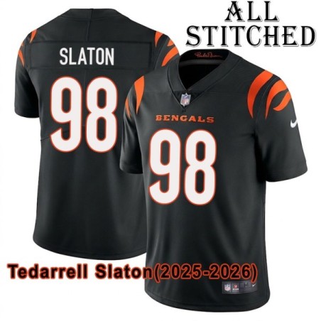 Black Home Embroidered Tedarrell Slaton Cincinnati Bengals #98 Stitched Jersey