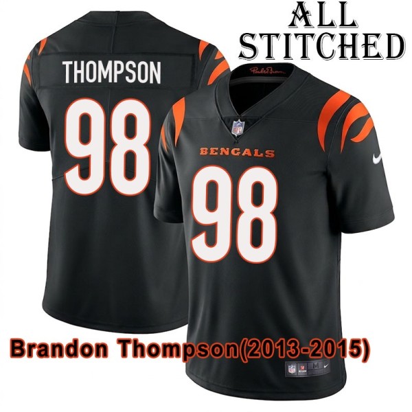Black Home Embroidered Brandon Thompson Cincinnati Bengals #98 Stitched Jersey