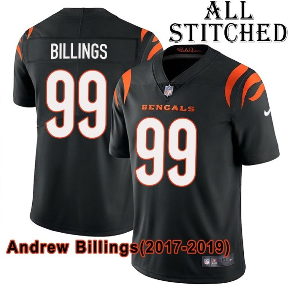 Black Home Embroidered Andrew Billings Cincinnati Bengals #99 Stitched Jersey