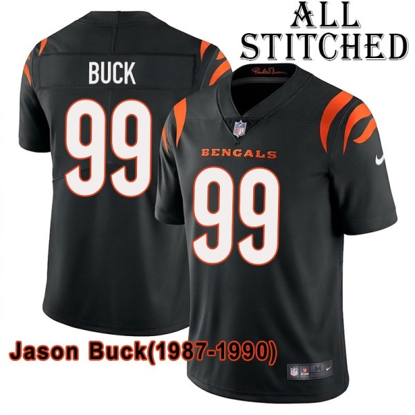 Black Home Embroidered Jason Buck Cincinnati Bengals #99 Stitched Jersey