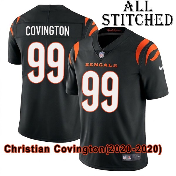 Black Home Embroidered Christian Covington Cincinnati Bengals #99 Stitched Jersey