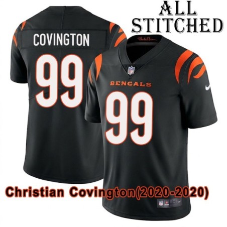 Black Home Embroidered Christian Covington Cincinnati Bengals #99 Stitched Jersey