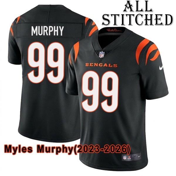 Black Home Embroidered Myles Murphy Cincinnati Bengals #99 Stitched Jersey