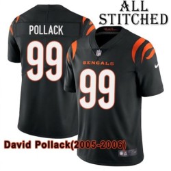 Black Home Embroidered David Pollack Cincinnati Bengals #99 Stitched Jersey