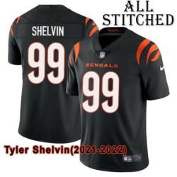 Black Home Embroidered Tyler Shelvin Cincinnati Bengals #99 Stitched Jersey