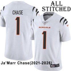 White Embroidered Ja'Marr Chase Cincinnati Bengals #1 Stitched Jersey