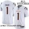 White Embroidered Ja'Marr Chase Cincinnati Bengals #1 Stitched Jersey