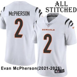 White Embroidered Evan McPherson Cincinnati Bengals #2 Stitched Jersey