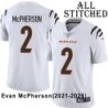 White Embroidered Evan McPherson Cincinnati Bengals #2 Stitched Jersey