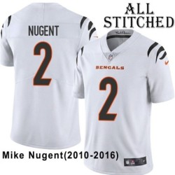 White Embroidered Mike Nugent Cincinnati Bengals #2 Stitched Jersey